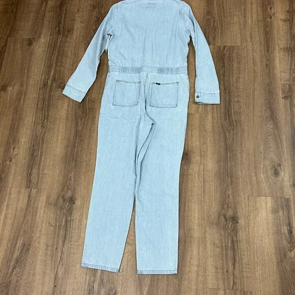 NEW Lee Union Alls Denim Coveralls Utility Jumpsuit Light Wash Sz S - Picture 14 of 16